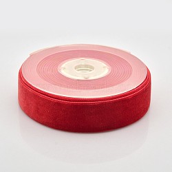 Polyester Velvet Ribbon for Gift Packing and Festival Decoration, Red, 1 inch(26mm), about 25yards/roll(22.86m/roll)(SRIB-M001-26mm-235)