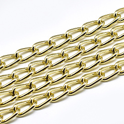 Aluminium Curb Chains, Unwelded, with Spool, Golden, 12x6.5x1.5mm, about 82.02 Feet(25m)/roll(CHA-T001-32G)