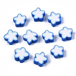 Handmade Polymer Clay Beads, Star, Blue, 8.5~11x9~11x4mm, Hole: 1.6mm(CLAY-N011-015A)