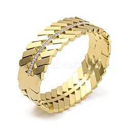 304 Stainless Steel Pave Crystal Rhinestone Hollow Out Hinged Bangles for Women, Golden, 3/4 inch(2cm), Inner Diameter: 2-3/8x1-7/8 inch(6x4.85cm)(BJEW-D044-01B-G)