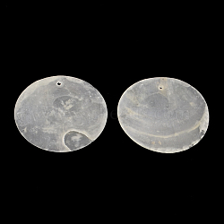 Flat Round Capiz Shell Pendants, WhiteSmoke, 39~40x0.5~1mm, Hole: 1.5mm(SSHEL-R035-09)