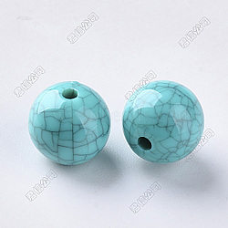 Acrylic Beads, Imitation Turquoise Style, Round, Turquoise, 11.5~12.5mm, Hole: 1.5~2mm(OACR-ZX007-07A)