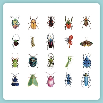 40Pcs 20 Styles Waterproof PET Insects Sticker Labels, Self-adhesion, for Suitcase, Skateboard, Refrigerator, Helmet, Mobile Phone Shell, Cornflower Blue, 60~90mm, 2pcs/style