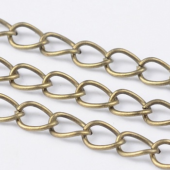 Iron Side Twisted Chain, Unwelded, with Spool, Lead Free & Nickel Free, Antique Bronze, 5x4x0.7mm, about 328.08 Feet(100m)/roll