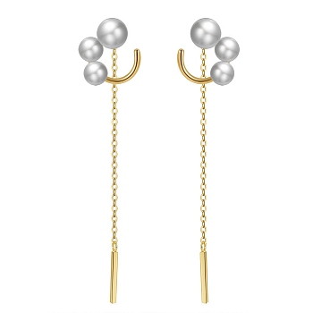 Natural Pearl Ear Studs for Women, 925 Sterling Silver Tassel Earrings with S925 Stamp, Real 14K Gold Plated, 60mm