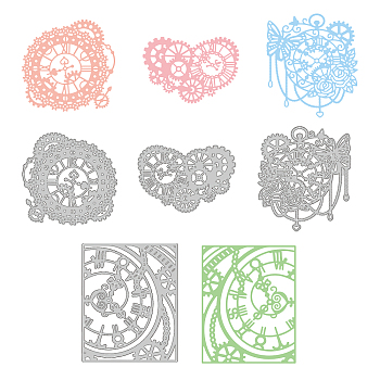 4Pcs 4 Style Carbon Steel Cutting Dies Stencils, for DIY Scrapbooking/Photo Album, Decorative Embossing DIY Paper Card, Clock Pattern, 1pc/style