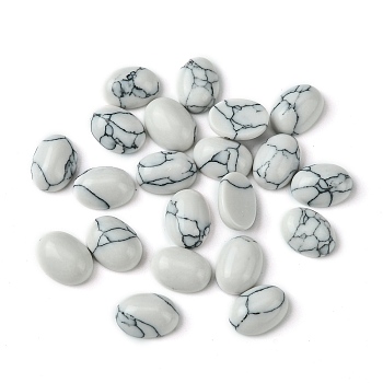 Synthetic Howlite Cabochons, Oval, 8~8.5x6~6.5x2.5~3.5mm