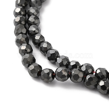 Non-magnetic Synthetic Hematite Round Beaded Necklaces(NJEW-R259-01)-2