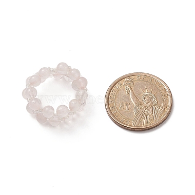 Женское эластичное кольцо из натурального розового кварца и стекла(RJEW-JR00546-03)-4