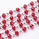 Handmade Rondelle Glass Beads Chains for Necklaces Bracelets Making(AJEW-JB00038-06)-1