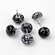 Half Round Dome Natural Snowflake Obsidian Stud Earrings(EJEW-L171-03)-2