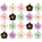25Pcs 5 Colors Alloy Enamel Pendants, 3D Peach Blossom Charms, Golden, Mixed Color, 23.5x20x7mm, Hole: 2mm, 5pcs/color(ENAM-CJ0003-60)