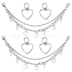 Alloy Multi-strand Curb Chains, with Alloy Charm for DIY Shoes Decoration Accessories, Heart, 207x4mm(FIND-GO0003-82B)