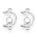 Non-Tarnish 304 Stainless Steel Cabochon Connector Settings, Moon, Stainless Steel Color, Tray: 4mm, 20.5x11.5x2mm, Hole: 1.5mm(STAS-B031-12P)