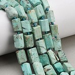 Natural Peruvian Turquoise(Jasper) Beads Strands, Column, Faceted, 12~14x7.5~9x7.5~9mm, Hole: 1mm, about 28pcs/strand, 17.13''(43.5cm)(G-NH0072-E04-02)
