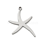 201 Stainless Steel Pendants, Starfish Charms, Laser Cut, Stainless Steel Color, 24.5x23.5x1.5mm, Hole: 1.5mm(SA-CBA9671-05P)