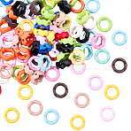100Pcs Opaque Acrylic Bead Frame, Ring, Mixed Color, 11x4.5mm, Hole: 1.4mm(OACR-SC0002-96)