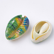 Printed Cowrie Shell Beads, No Hole/Undrilled, Colorful, 20~25x14~16x5~7mm(X-SHEL-S274-27A)