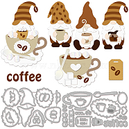 Coffee Theme Carbon Steel Cutting Dies Stencils, for DIY Scrapbooking, Photo Album, Decorative Embossing Paper Card, Stainless Steel Color, Gnome Pattern, 125~136x74~81x0.8mm, 2pcs/set(DIY-WH0309-1214)