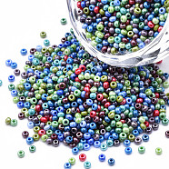 11/0 Czech Opaque Glass Seed Beads, Lustered, Round, Colorful, 2.2x1.5mm, Hole: 0.7mm, about 500g/bag(SEED-N004-003B-29)