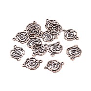 Alloy Links Connectors, Flower, Red Copper, 20x27x1.5mm, Hole: 2mm(FIND-XCP0001-84R)