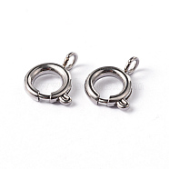304 Stainless Steel Smooth Surface Spring Ring Clasps, Stainless Steel Color, 11x8x2mm, Hole: 2mm(X-STAS-D149-03)