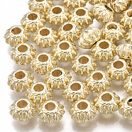 CCB Plastic Beads, Corrugated Rondelle, Light Gold, 7.5x4.5mm, Hole: 2.5mm(X-CCB-T006-010KC)