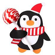 Christmas Theme Penguin Shape Paper Candy Lollipops Cards, for Baby Shower and Birthday Party Decoration, Black, 8x6.2x0.04cm, about 50pcs/bag(CDIS-I003-02)