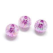 Crackle Style Acrylic Beads, AB Colour, Inside Color, Round, Purple, 20mm, Hole: 2.5mm, about 110pcs/500g(MACR-S825-20mm-D)