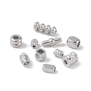 Brass Beads Sets, Mixed Shape, Real Platinum Plated, 3~8x2~3x2~3.5mm, Hole: 0.7~1.6mm, 50pcs/style(KK-A218-02P)