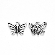Tibetan Style Alloy Charms, Butterfly, Cadmium Free & Lead Free, Antique Silver, 12x15.5x1.5mm, Hole: 2mm, about 1315pcs/1000g(TIBE-S320-178AS-LF)