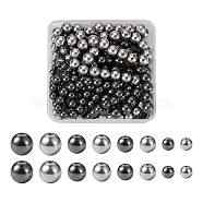 8 Strands 8 Styles Non-magnetic Synthetic Hematite Beads Strands, Grade A, Round, Mixed Color, 4~10mm, Hole: 1mm, about40~ 95pcs/strand, 15.5''(39.37cm), 1 strand/style(G-TA0001-41)