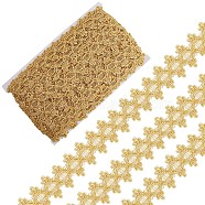 Polyester Lace Ribbons, Floral Lace Trim, Garment Accessories, Gold, 1-3/8 inch(34mm)(OCOR-WH0082-20A)