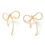 Brass Stud Earrings for Women, Bowknot, Real 18K Gold Plated, 37.5x34mm(EJEW-F334-03G-02)