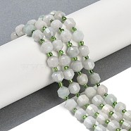 Natural Myanmar Jade Beads Strands, Faceted, Bicone, Double Terminated Point Prism Beads, Grade A, 8x7mm, Hole: 1.2mm, about 40pcs/strand, 15.16''(38.5cm)(G-O201B-120F)