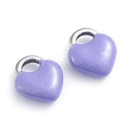 304 Stainless Steel Charms, Enamelled Sequins, Lock, Stainless Steel Color, Lilac, 11x9.5x3.5mm, Hole: 3.5x2.5mm(STAS-I148-01P-04)