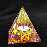 Viking Rune Symbol-Day Orgonite Pyramid Resin Display Decorations, with Natural Yellow Aventurine Chips Inside, for Home Office Desk, 50~60mm(DJEW-PW0006-02J)