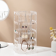 Rotatable Acrylic Earring Display Stands, Square Jewellery Earring Organizer Hanging Holder, Clear, 16.5x16.5x30cm(PAAG-PW0011-01)
