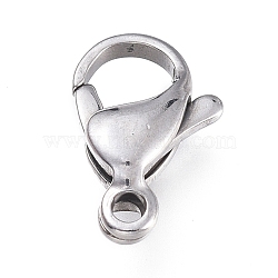 Tarnish Resistant 316 Surgical Stainless Steel Lobster Claw Clasps, Manual Polishing, Stainless Steel Color, 12.8x8.4x3.7mm, Hole: 1.5mm(STAS-M281-01P-E)