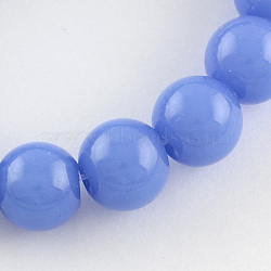 Glass Beads Strands, Round, PaleBlue, about 10mm in diameter, hole: 1mm, about 30pcs/strand, 12 inch(X-GR10mm74Y)