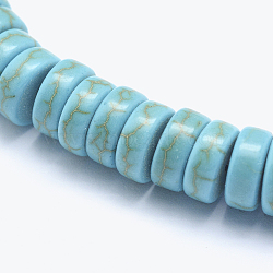 Synthetic Turquoise Beads Strands, Heishi Beads, Flat Round/Disc, Dyed, 8x3mm, Hole: 1mm, about 115pcs/strand, 14.9 inch(38cm)(X-G-E476-01A)