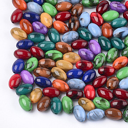 Acrylic Beads, Imitation Gemstone Style, Oval, Mixed Color, 12x7.5mm, Hole: 1.6mm, about 1190pcs/500g(OACR-S029-011)