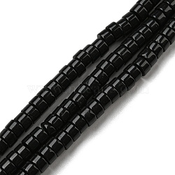Natural Black Stone Beads Strands, Flat Round/Disc, 3.8~4.2x2~4.5mm, Hole: 0.8~1mm, about 152~180pcs/strand, 15.1~15.5 inch(38.5~39.5cm)(G-F631-A14-01)