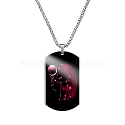 Stainless Steel Constellation Tag Pendant Necklace with Box Chains, Virgo, 23.62 inch(60cm)(ZODI-PW0006-01L)