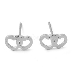 304 Stainless Steel Stud Earrings, Heart, Stainless Steel Color, 5.5x9.5mm(EJEW-M242-02M-P)