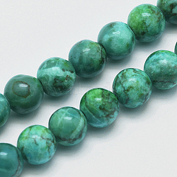 Natural Marble Beads Strands, Round, Dyed & Heated, Dark Cyan, 10mm, Hole: 1mm, about 38pcs/strand, 15.7 inch(40cm)(X-G-K211-10mm-A)