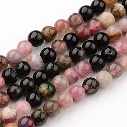 Natural Tourmaline Round Bead Strands, 6mm, Hole: 1mm, about 65pcs/strand, 16 inch(G-F269-05-6mm)