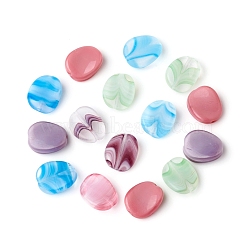 Czech Glass Beads, Opaque and Transparent Effect, Twist Oval, Mixed Color, 12x9x3mm, Hole: 0.8mm(X-GLAA-G077-16)
