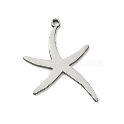 201 Stainless Steel Pendants, Starfish Charms, Laser Cut, Stainless Steel Color, 24.5x23.5x1.5mm, Hole: 1.5mm(SA-CBA9671-05P)