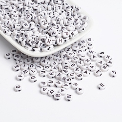 Mixed Initial Acrylic Beads, Letter Beads for Name Bracelets Making, Horizontal Hole, Size: about 7mm in diameter, 3mm thick, hole: 1.5mm, about 286~290pcs/50g(X-MACR-2083)